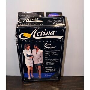 Activa Sheer Therapy Compression Pantyhose Black Queen 15-20mmHg H2165 Vintage‎
